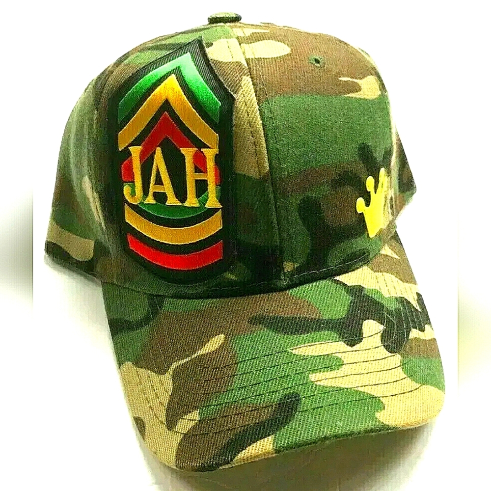 New! G/Y/R JAH Baseball Cap. Camouflage Hat. Rasta Ethiopia Kush Black Diaspora